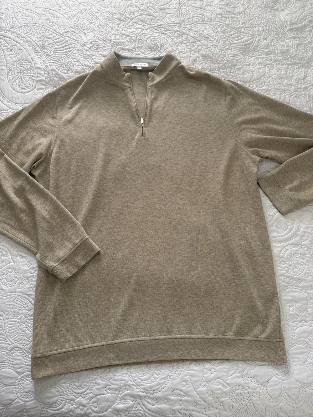 Peter Millar Men's Zip-Neck Sweater in Taupe